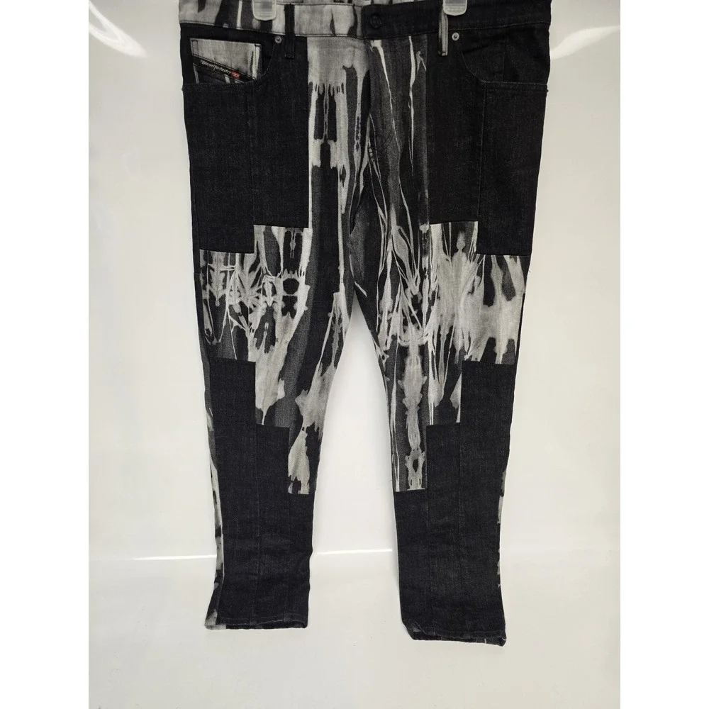 Diesel Mens D-KRAS 09B35 Slim Stretch Denim Jeans Black Grey Y2K Hip Hop Size 38